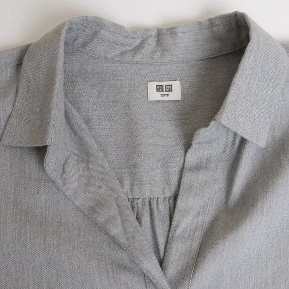 🚨 Uniqlo Soft Brushed Long Sleeve Shirt Gray - Picture 4 of 13